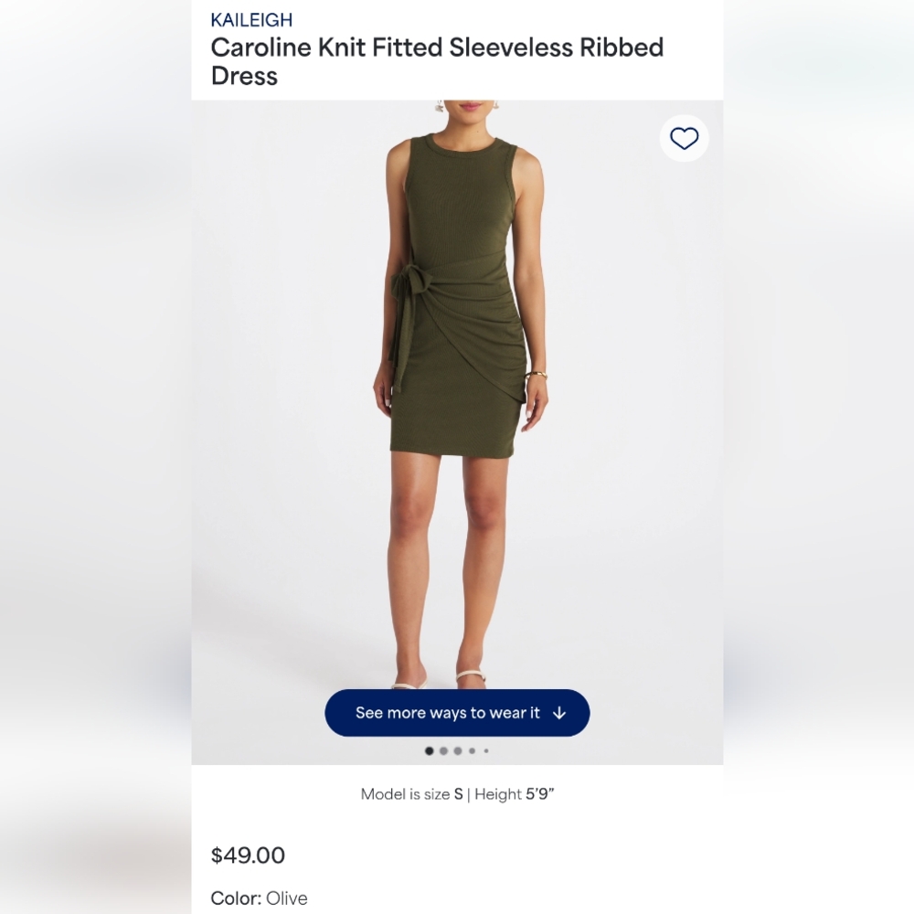 Kaileigh NWT Olive knit fitted sleeveless ribbed dress